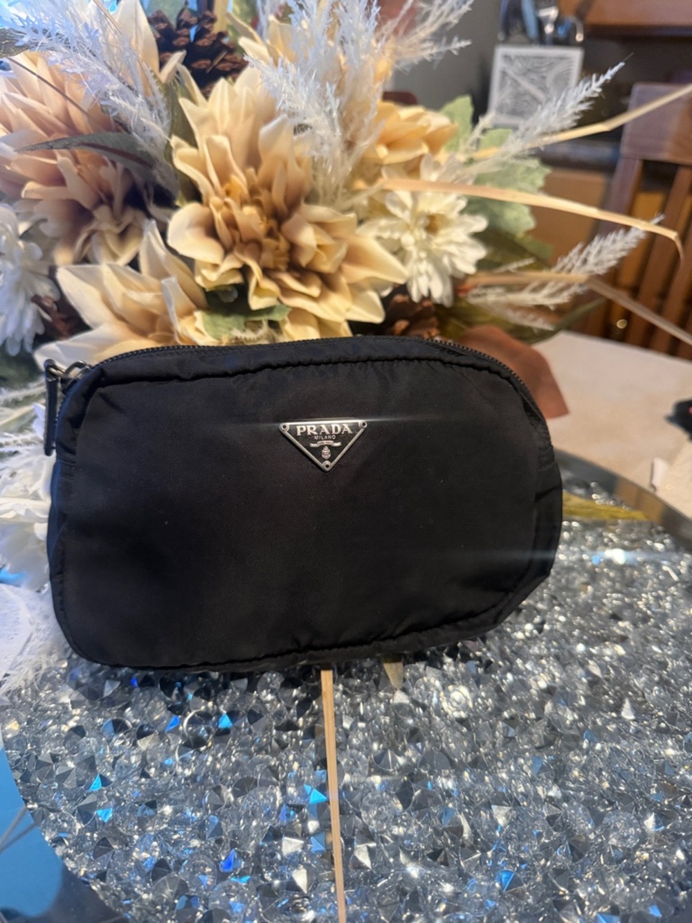 💯💯Prada Black Nylon Toiletry Case with Triangle Logo